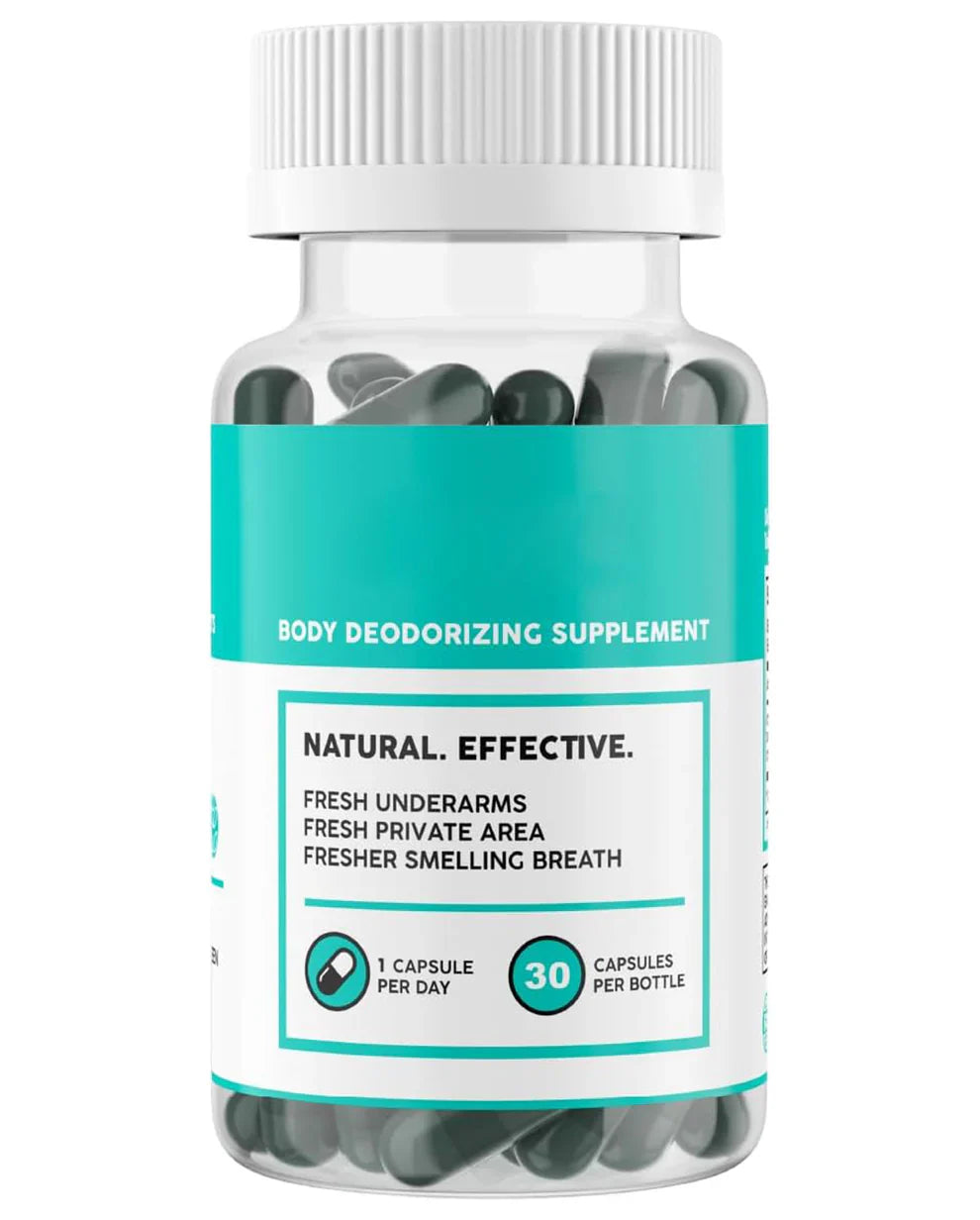 Full Body Natural Deodorizer Capsules – Chlorophyll Internal Deodorant, Odor Control, Lab Tested