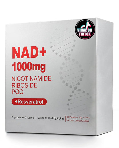 1000mg NAD+ Liquid Supplement with NR, Resveratrol & PQQ | Vitamin B12 Energy Boost, Brain Focus & Cellular Wellness