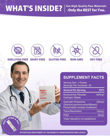 1000mg NAD+ Liquid Supplement with NR, Resveratrol & PQQ | Vitamin B12 Energy Boost, Brain Focus & Cellular Wellness