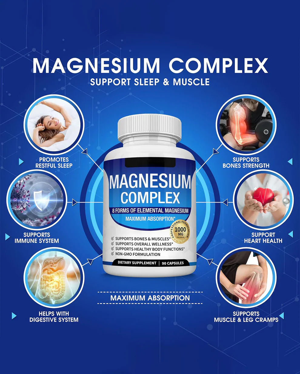 Magnesium Complex 1000mg – Magnesium Glycinate, Citrate, Malate & Taurate