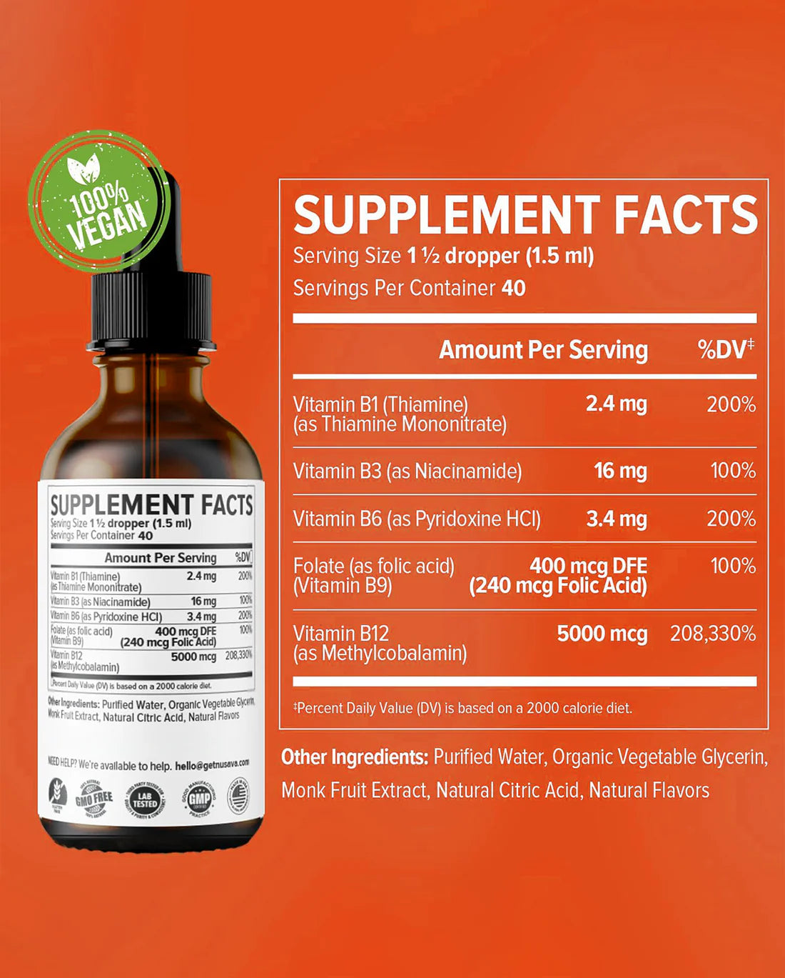 Vitamin B12 Liquid Drops with B6 & B1 – Raspberry Flavor B-Complex Energy Supplement | Fast Absorbing B12