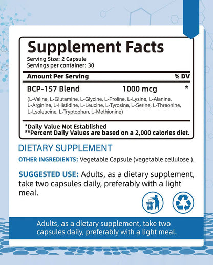 BPC-157 Peptide Capsules 1000mcg | Muscle Recovery, Tissue Repair, Joint Support & Vitamin B12 Energy Wellness Supplement