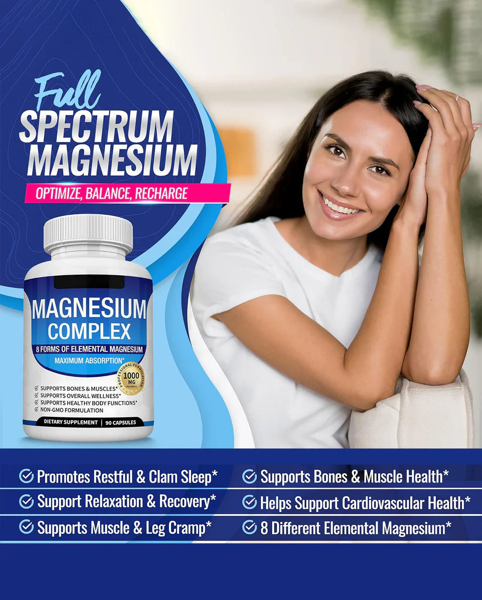 Magnesium Complex 1000mg – Magnesium Glycinate, Citrate, Malate & Taurate