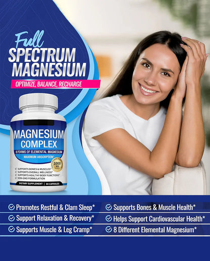 Magnesium Complex 1000mg – Magnesium Glycinate, Citrate, Malate & Taurate