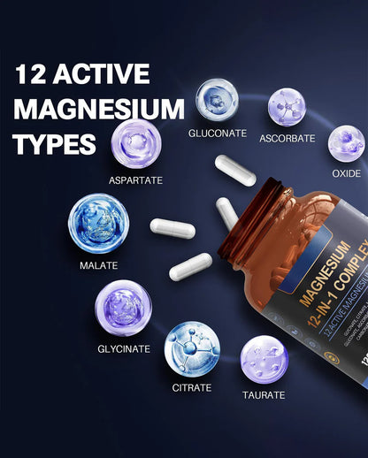 Magnesium  – 12-in-1 Complex - Blend with Glycinate & Citrate