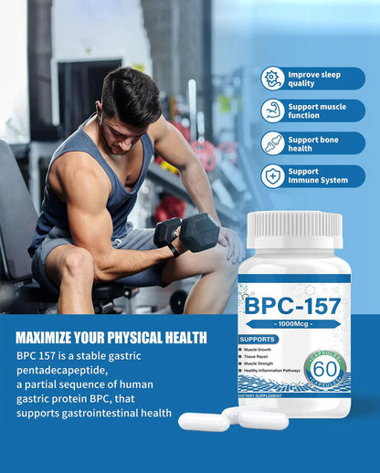BPC-157 Peptide Capsules 1000mcg | Muscle Recovery, Tissue Repair, Joint Support & Vitamin B12 Energy Wellness Supplement
