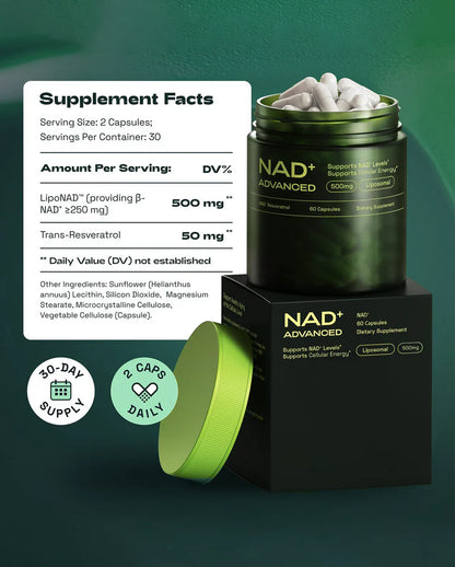 Liposomal NAD+ with Resveratrol – Supports Energy Metabolism & Cellular Wellness