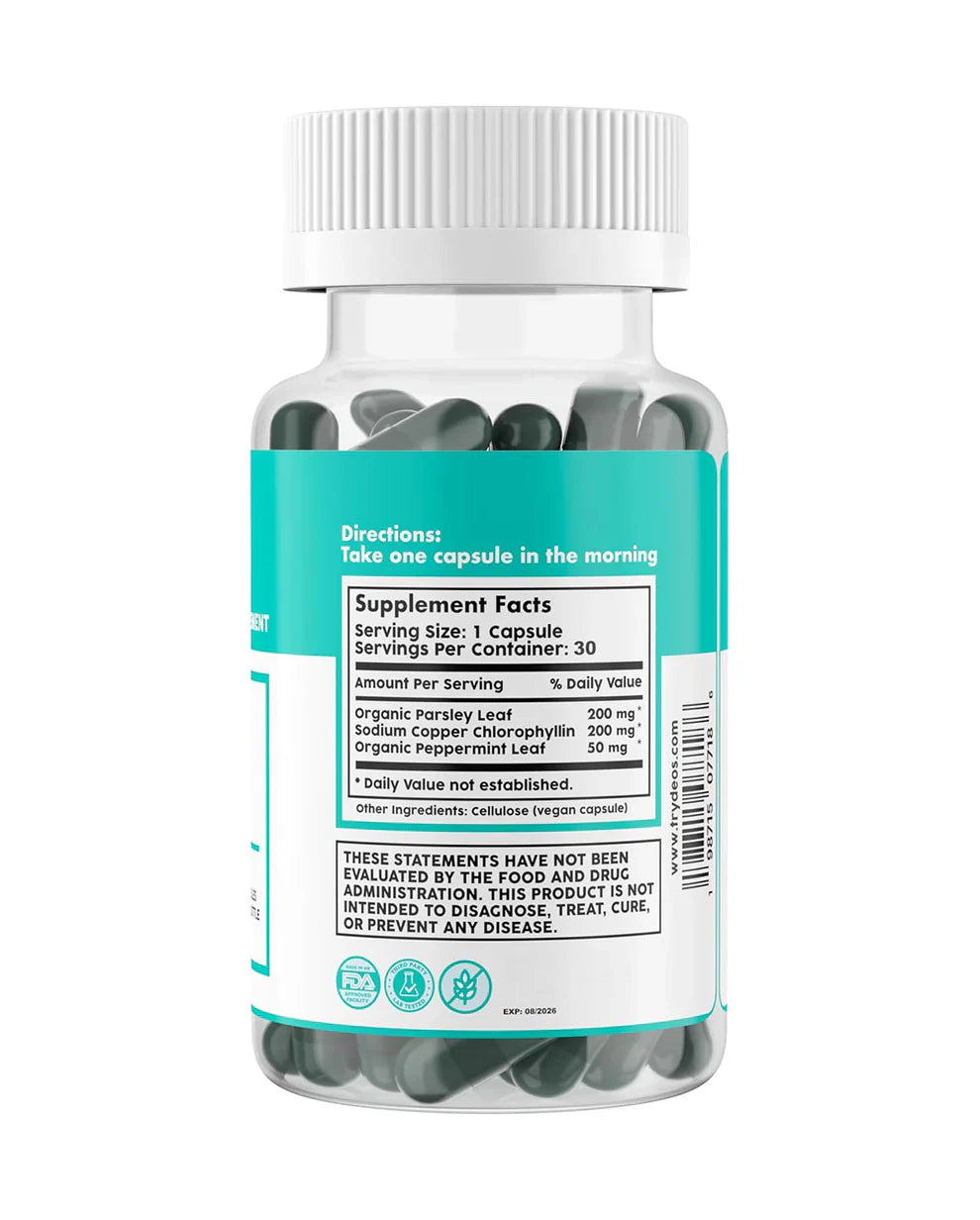Full Body Natural Deodorizer Capsules – Chlorophyll Internal Deodorant, Odor Control, Lab Tested