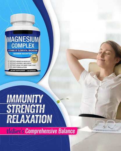 Magnesium Complex 1000mg – Magnesium Glycinate, Citrate, Malate & Taurate