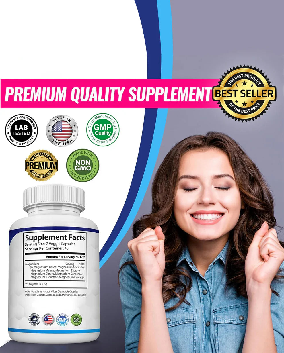 Magnesium Complex 1000mg – Magnesium Glycinate, Citrate, Malate & Taurate