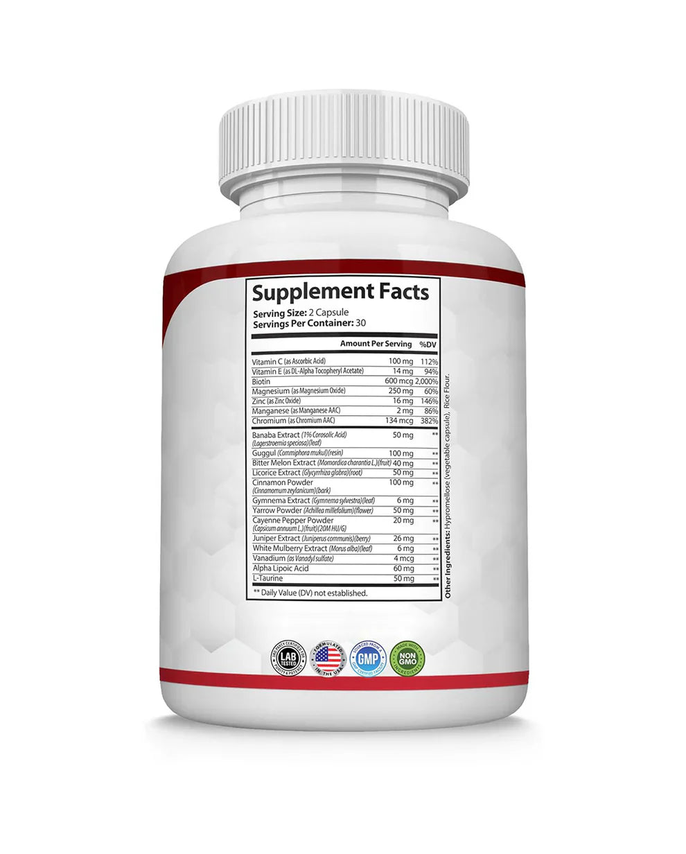 Blood Sugar Complex Supplement with Cinnamon, Chromium & Bitter Melon | Supports Metabolism & Wellness