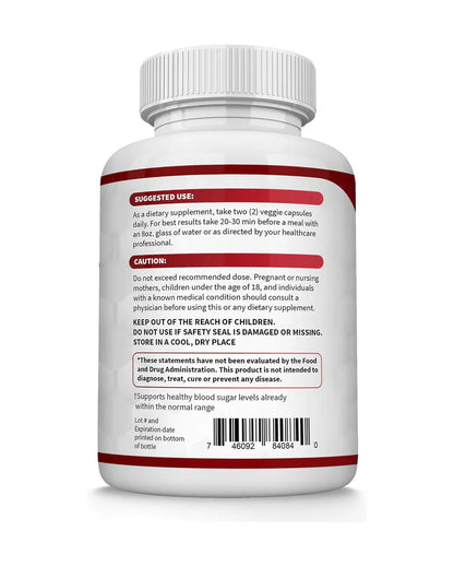 Blood Sugar Complex Supplement with Cinnamon, Chromium & Bitter Melon | Supports Metabolism & Wellness